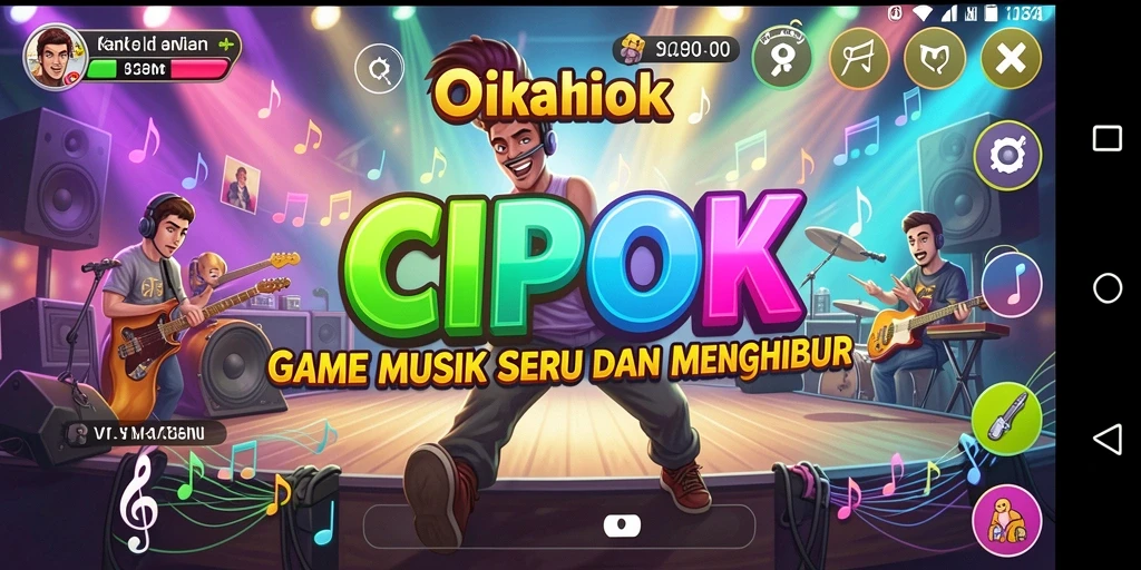 Tampilan gameplay <strong>CIPOK</strong> dengan ritme musik yang menyenangkan.