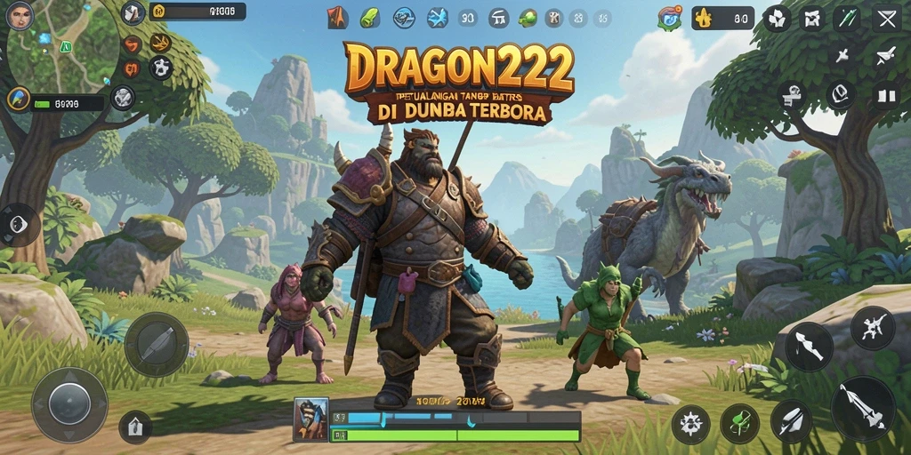 Screenshot dari gameplay <strong>DRAGON222</strong> yang menampilkan petualangan di dunia terbuka.