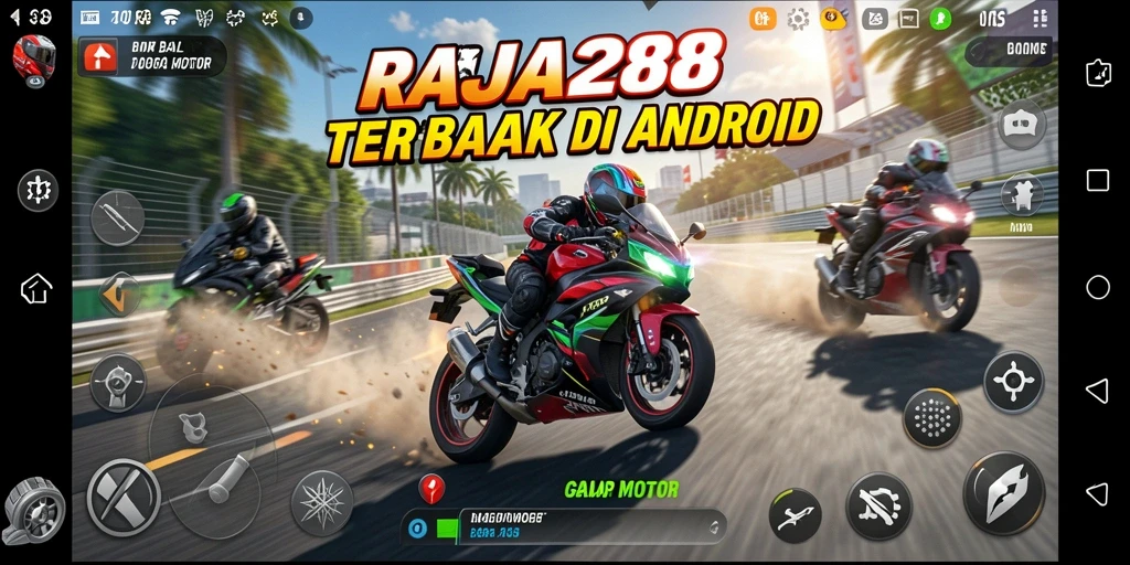 Tampilan gameplay seru dari RAJA288 yang penuh aksi balap motor.