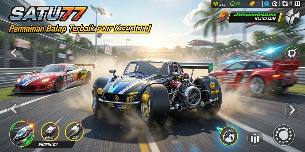 Tampilan menarik dari gameplay balap di SATU77.