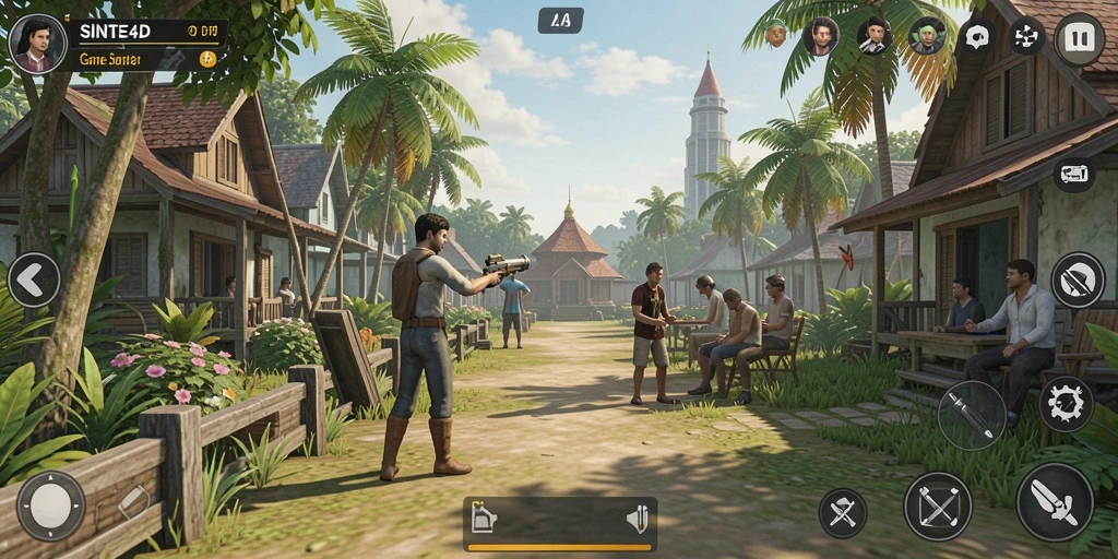 Tampilan gameplay <strong>SINTE4D</strong> yang cerah dan penuh kesenangan.